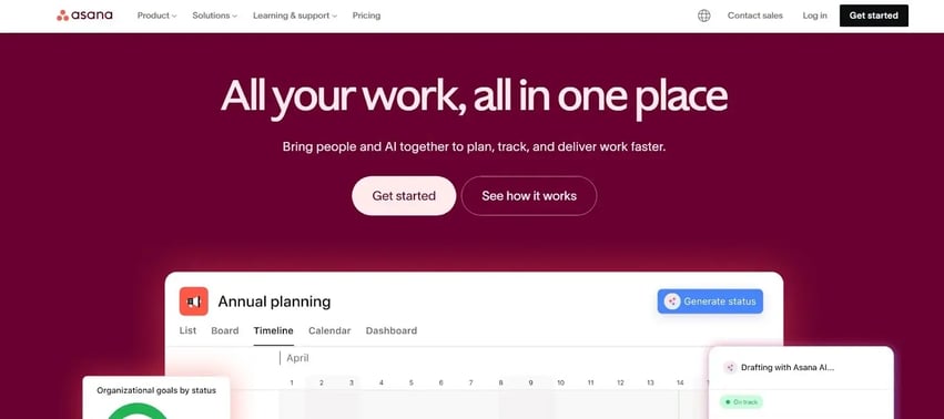 Asana is a work management and goal tracking platform