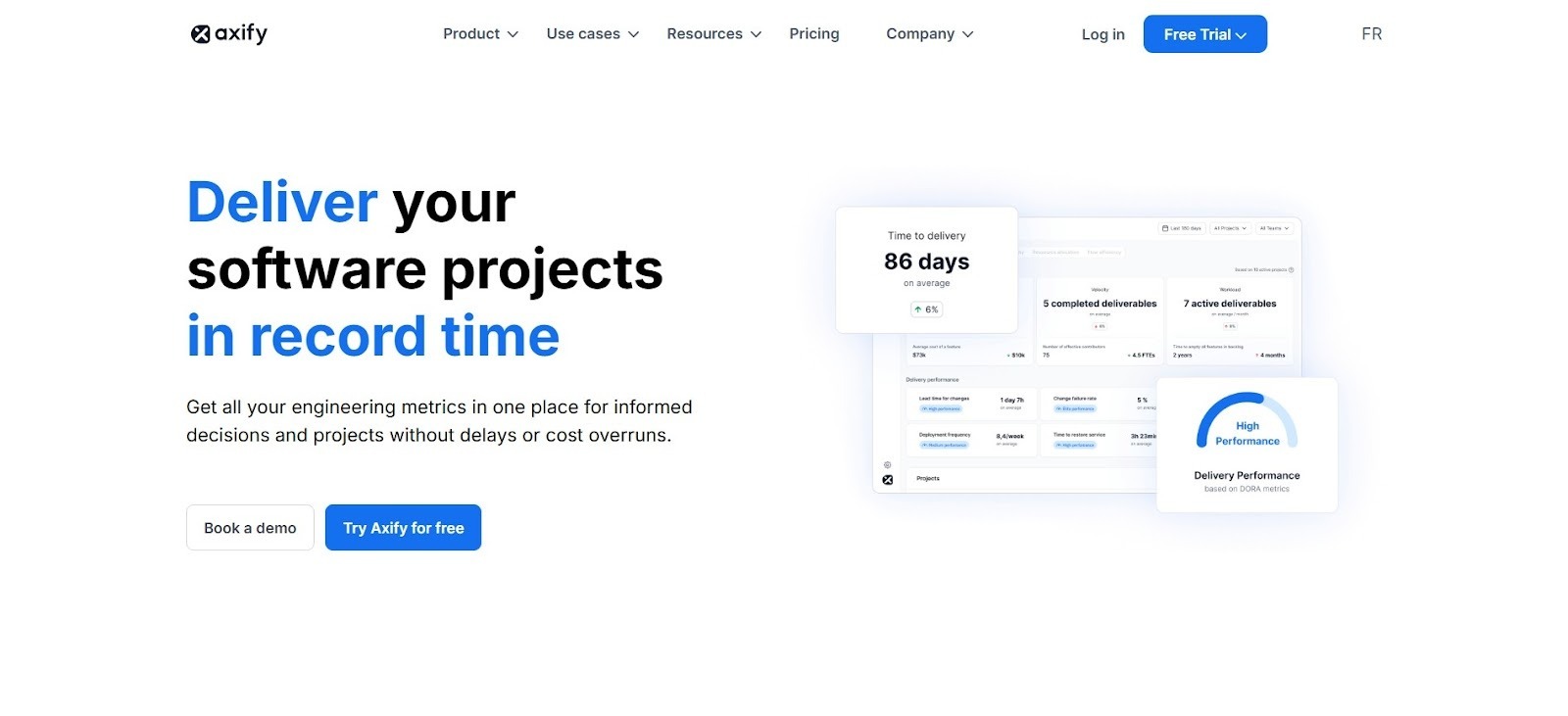 Axify analyzing delivery performance and value stream metrics.