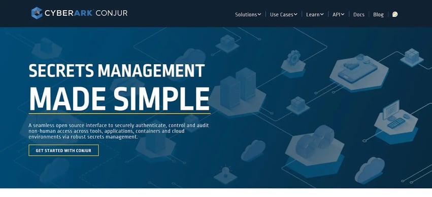 CyberArk Conjur homepage promoting open source secrets management across platforms
