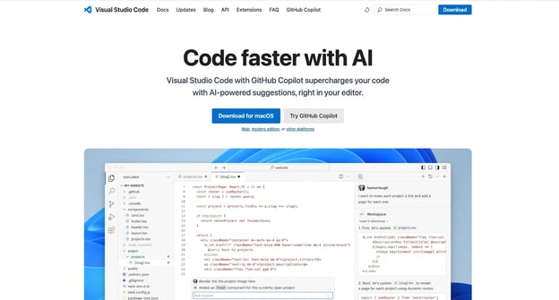 Image of Visual Studio Code with GitHub Copilot