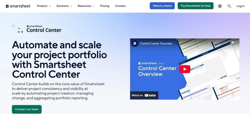 Smartsheet Control Center offers centralized project automation and portfolio scaling