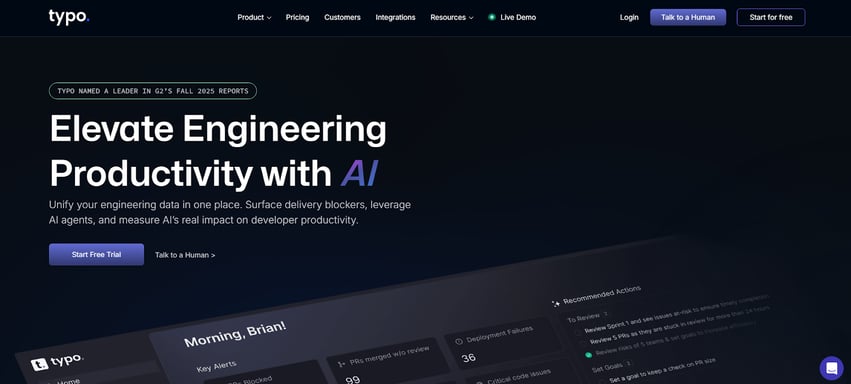 Typo introducing its AI-driven engineering productivity platform for modern teams.