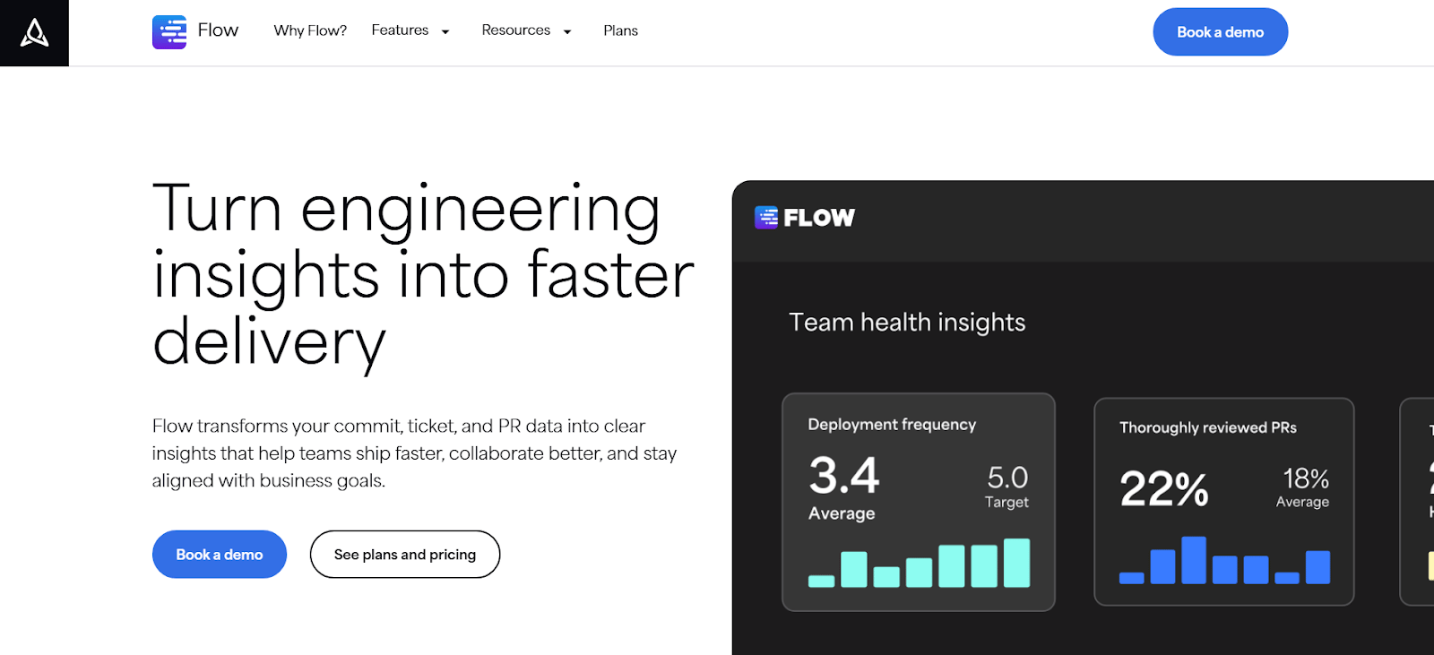 Pluralsight Flow showing engineering metrics that track team health and delivery speed.
