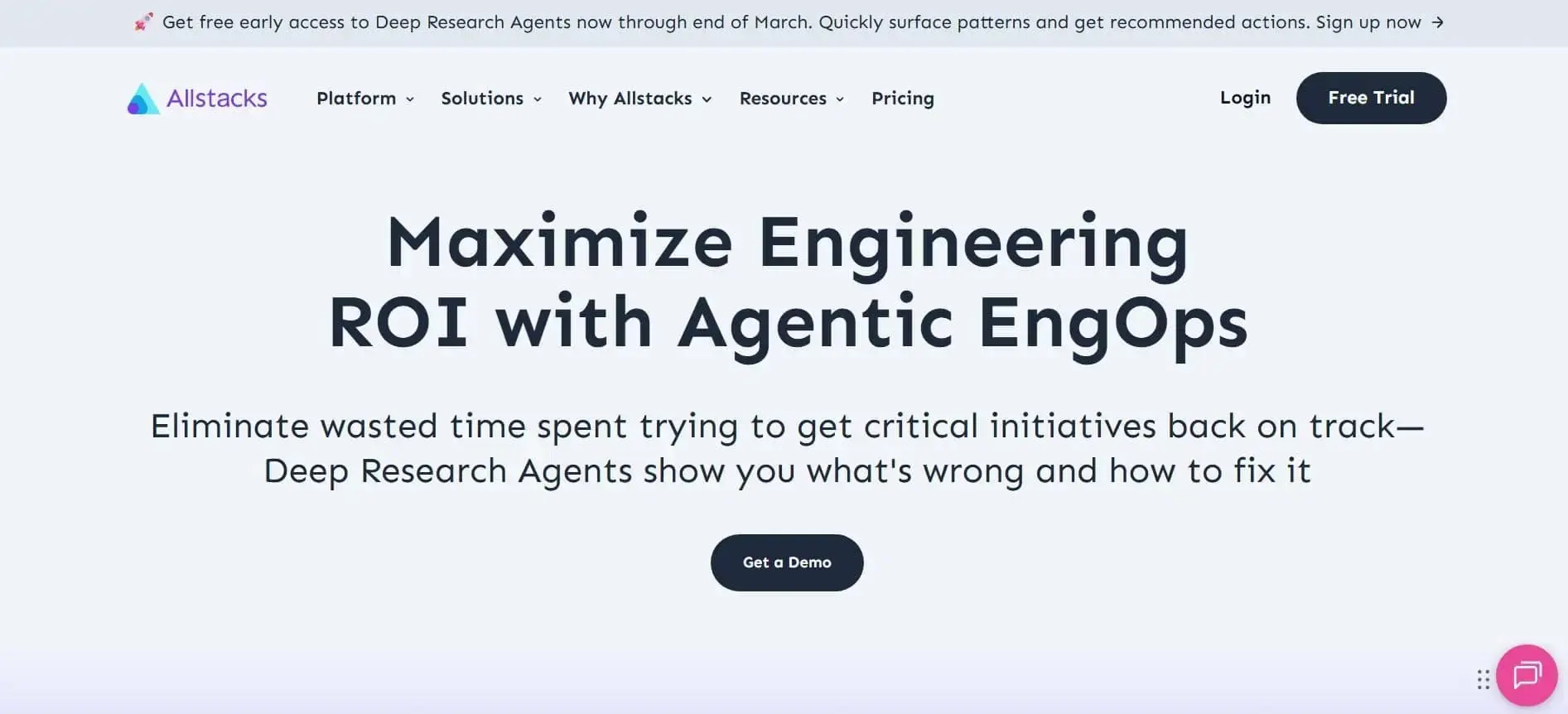 Allstacks engineering intelligence for ROI visibility.